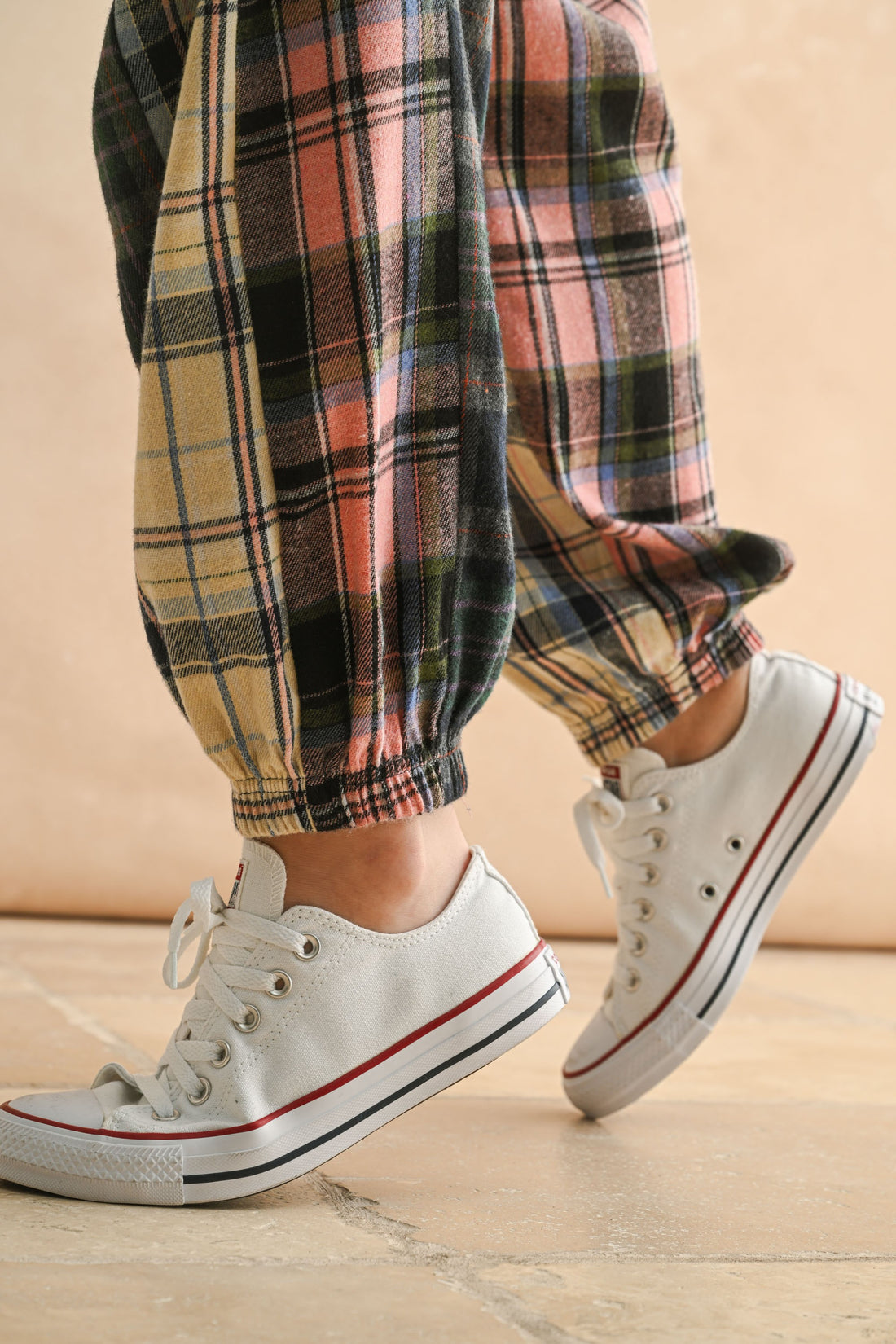 Mixed Plaid Patchwork Relaxed Pants