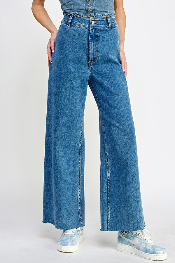 High Rise Wide Leg Marine Jeans