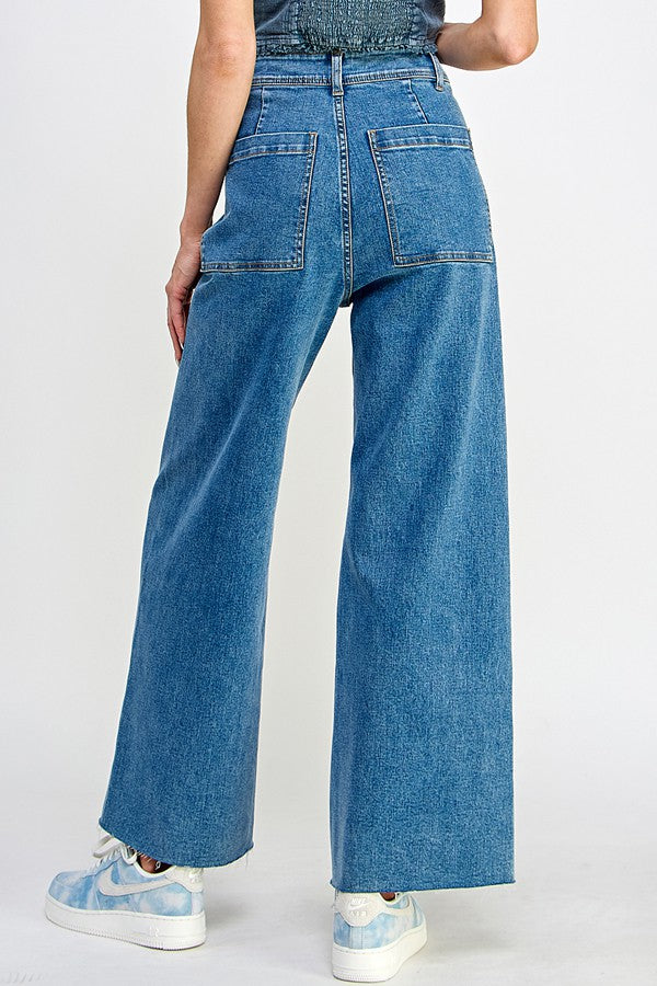 High Rise Wide Leg Marine Jeans