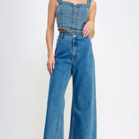 High Rise Wide Leg Marine Jeans