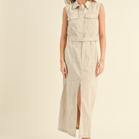 Linen Front Slit Maxi Skirt