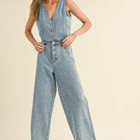 Washed Denim Crop Vest