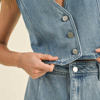 Washed Denim Crop Vest