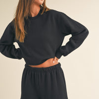Fleece Raw Edge Crop Sweatshirt