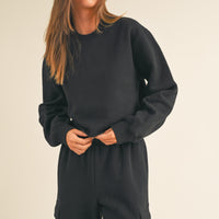 Fleece Raw Edge Crop Sweatshirt
