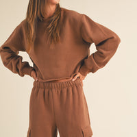 Fleece Raw Edge Crop Sweatshirt