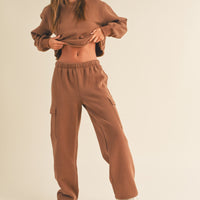 Fleece Raw Edge Crop Sweatshirt