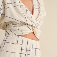 Grid Pattern Crop Blouse