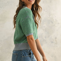 Green Collared Knit Top