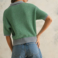 Green Collared Knit Top