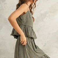 Gingham Peplum Cotton Camisole Top