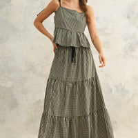 Gingham Peplum Cotton Camisole Top