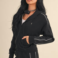 Zip-Up Cropped Lounge Hoodie