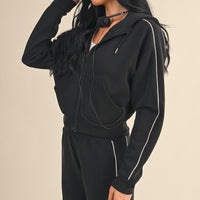 Zip-Up Cropped Lounge Hoodie