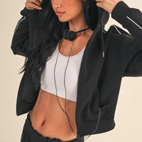 Zip-Up Cropped Lounge Hoodie