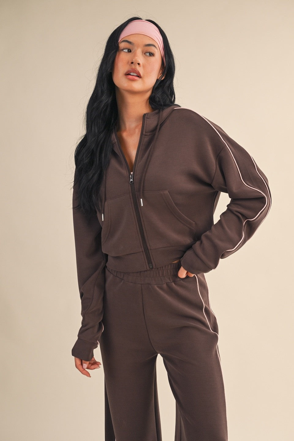 Zip-Up Cropped Lounge Hoodie