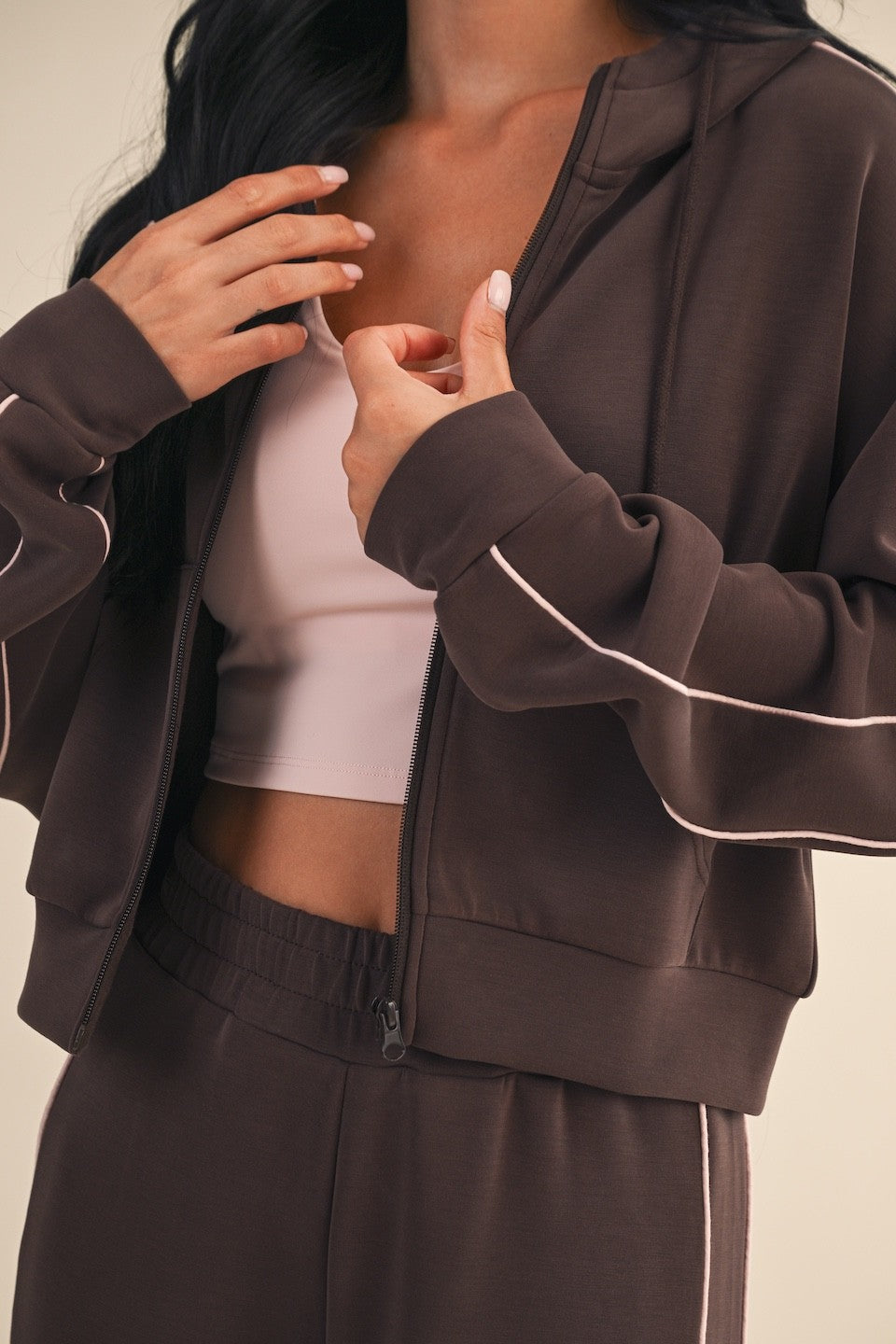 Zip-Up Cropped Lounge Hoodie