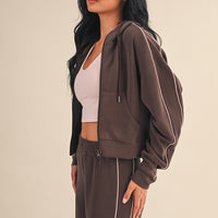 Zip-Up Cropped Lounge Hoodie