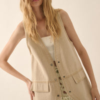 Longlined Denim Vest