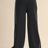 Super Soft Contrast Piping Wide-Leg Lounge Pants