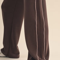 Super Soft Contrast Piping Wide-Leg Lounge Pants