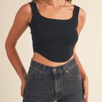 Square Neckline Knit Crop Top