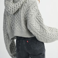 Chunky Cable Knit Cropped Hoodie