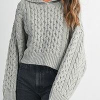 Chunky Cable Knit Cropped Hoodie